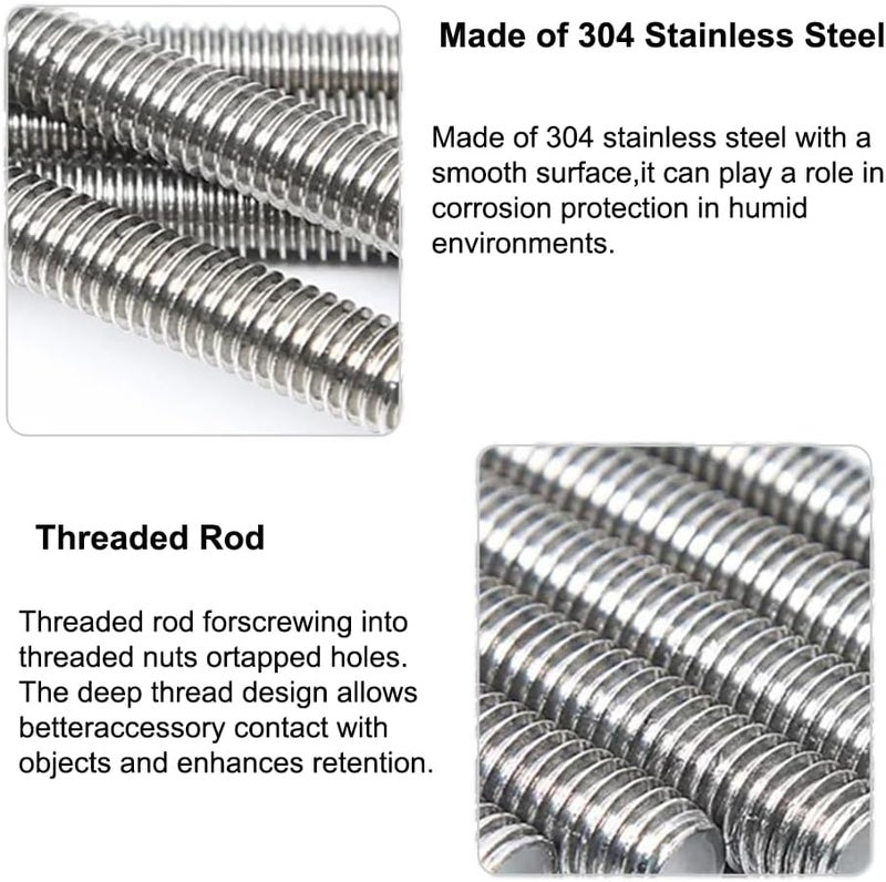 SKYPRO 5Pcs 304 Stainless Steel Threaded Rods, Length 250mm M2.5 Full Threaded Rod, Beaded Garden Stake Rods - Image 3
